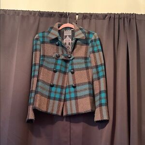 L.A.M.B. Brown and Blue Plaid Blazer